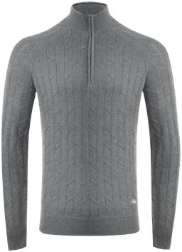 Mens Cashmere Luxe Half-Zip Steel Grey Melange-Black