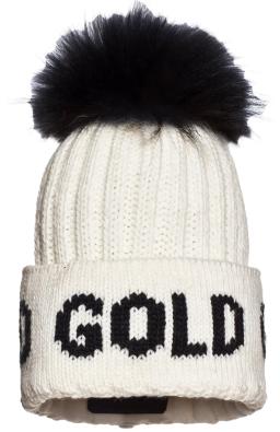 Womens Hodd Beanie Real Pom White