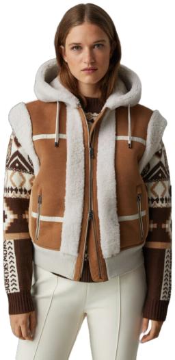 Womens Feli Lambskin Gilet Camel/Off-white