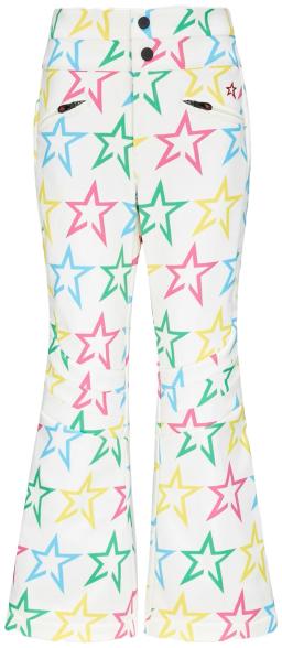 Kids Aurora High Waist Flare Pants Logo Star Print-Snow White/Rainbow