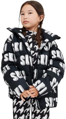 Kids Nuuk Puffer Jacket Ski Print-Black