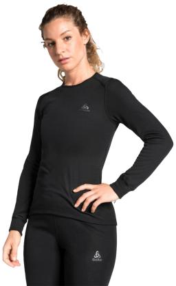 Shirt Long Sleeve Crew Neck Warm Women Black