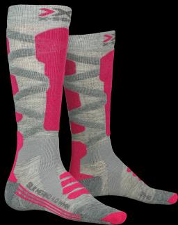 Womens Silk Merino 4.0 Ski Socks Grey Melange/Pink