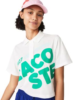 Sport Womens Loose Fit Short Print Organic Cotton Polo Shirt White