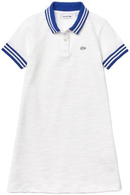 Girls English Embroidery Pique Polo Dress White/Blue