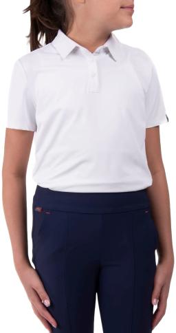 Girls Polo Self Collar Short Sleeve White