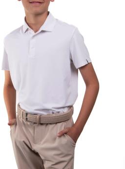 Boys Polo Self Collar Short Sleeve White