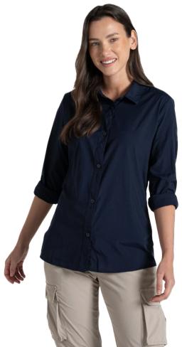 Womens NosiLife Freeda Long Sleeved Shirt Blue Navy