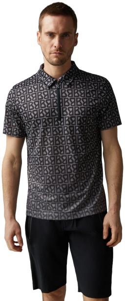 Mens Amiro Functional Polo Shirt Black/Grey
