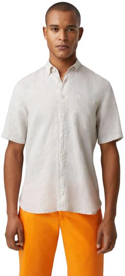 Mens Lykos Short-Sleeved Linen Shirt Light Beige