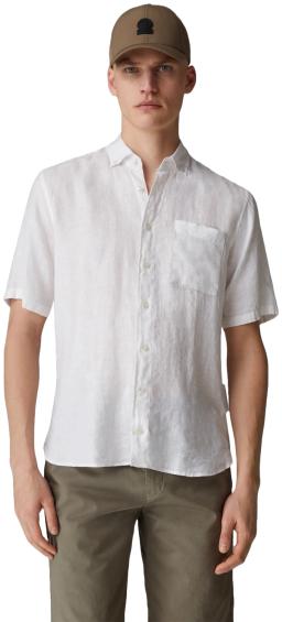 Mens Lykos Short-Sleeved Linen Shirt White