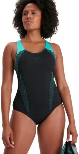 Womens Endurance+ Plastisol Laneback Swimsuit Black/Tile