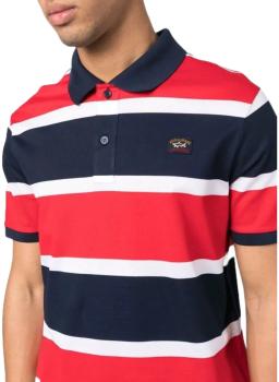 Mens Knitted Poloshirt Navy/White/Red