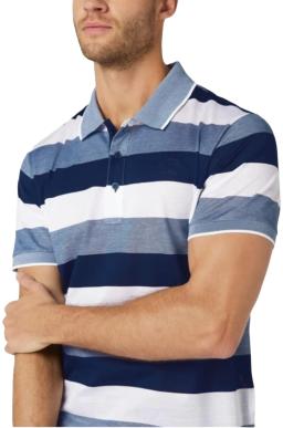 Mens Knitted Poloshirt Blue/White