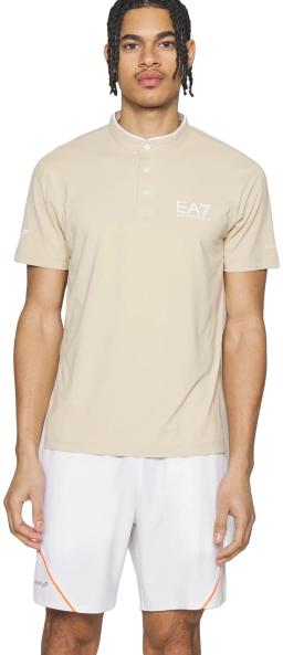 Tennis Pro Henley-Collar Polo Shirt in VENTUS7 Technical Fabric Oxford Tan