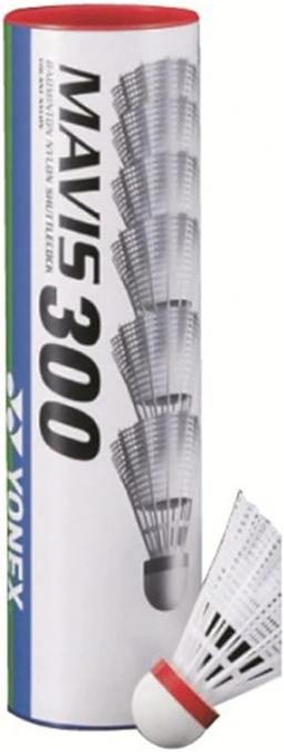 Mavis 300 Shuttlecock Fast Tube of 6 White/Red