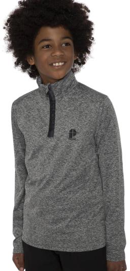 Boys Stretch Top 1/4 Zip Dark Grey Melee