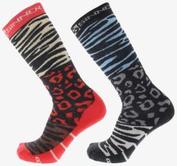 Women Ski Socks Animal Double Pack Animal Coral