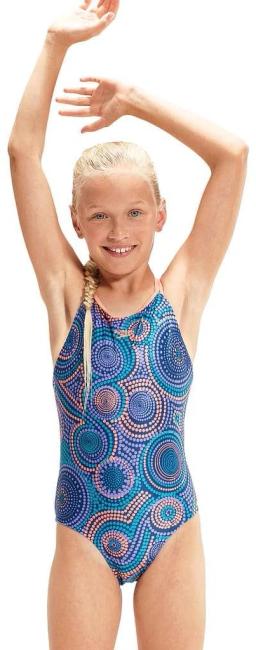 Girls Allover Double Thinstrap Teen Swimsuit Blue/Purple