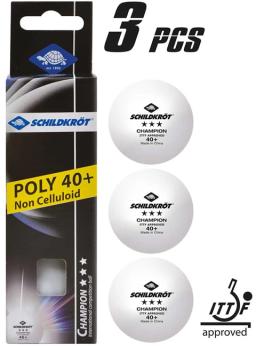 3 Star Champion ITTF Poly 40+ Ball - 3 Pack White