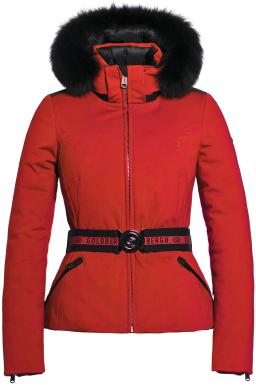 Womens Hida Real Fox Fur Ski Jacket Poppy Red