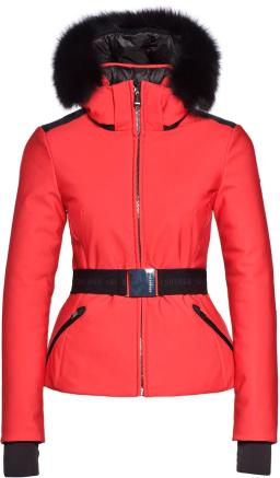 Womens Hida Real Fox Fur Ski Jacket Red