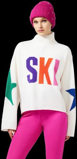 Womens Calore Long Sleeve Knit Sweater White