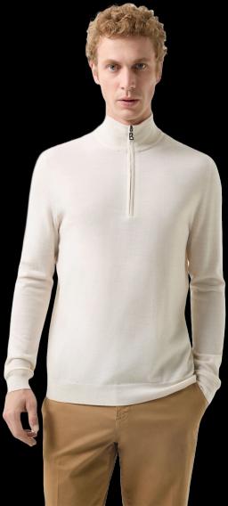 Mens Ouri Half Zip Wollen First Layer Ivory