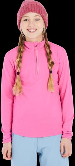 Girls Stretch Top 1/4 Zip Foxy Pink