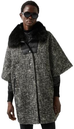 Womens Gwen Down Cape Black/White