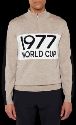 Mens World Cup Zip Up Sweater Sand