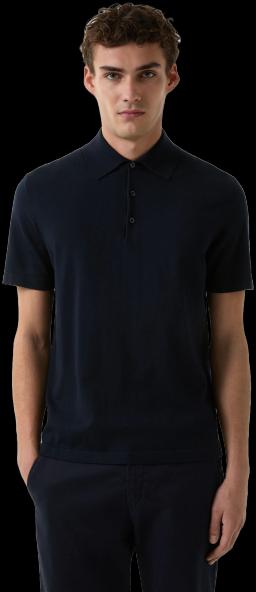 Mens Laine Knitted Polo Shirt Navy