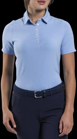 Womens Hollow Pima Polo S/S Blue Opal