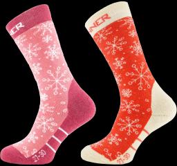 Snow Kids Ski Socks Double Pack Pink/Red