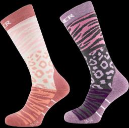 Animal Womens Ski Socks Double Pack Pink/Purple