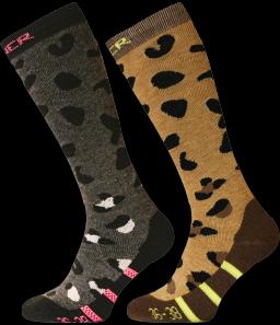 Animal Womens Ski Socks Double Pack Brown/Black