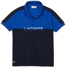 Sport Boys Breathable Colourblock Pique Polo Shirt Blue/Navy Blue