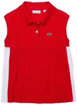 Sport Girls Pleated Basque Cotton Polo Shirt Redcurrant Bush/White