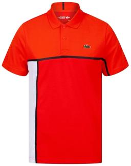 Colourblock Ultra-Light Cotton Mens Polo Shirt Red/Gladiolus/White/Black