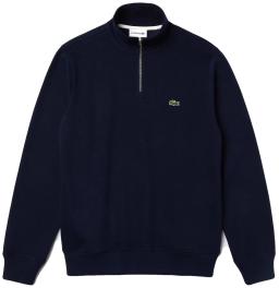 Sport Zippered Stand-Up Collar Cotton Mens Tennis Sweatshirt Navy Blue