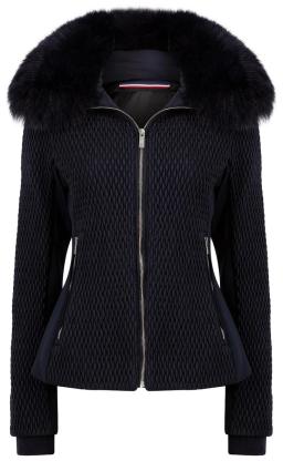 Montana III Womens Real Fur Ski Jacket Dark Blue