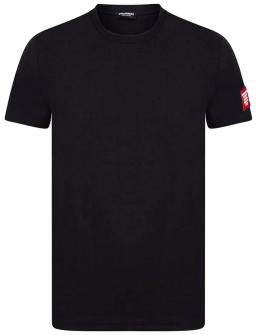 Logo Print Stretch Cotton Mens T-Shirt Black