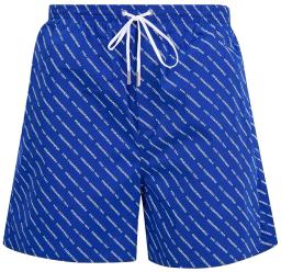 Mens All Over Logo Print Swim Shorts Blue