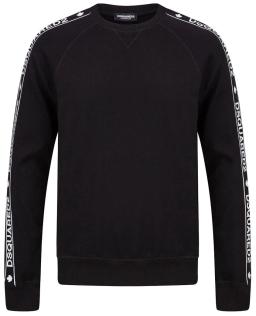Mens Logo Tape Cotton Jersey Sweatshirt Black