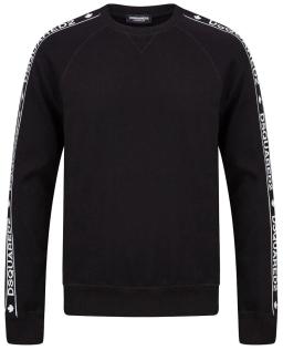 Mens Logo Tape Cotton Jersey Sweatshirt Black