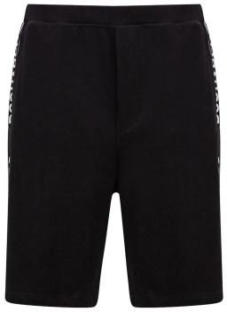 Mens Logo Tape Regular Fit Cotton Jersey Shorts Black