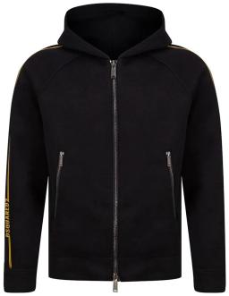 Racing Stripe Full Zip Mens Hoodie Black