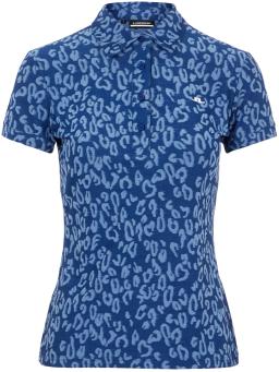 Womens Alaya Jacquard Golf Polo Animal Midnight-Summer Blue
