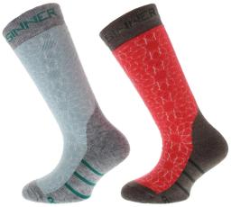 Girls Ski Socks Stars Double Pack Coral/Turquoise