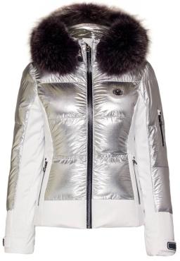 Cooris Metallic m.Kap+P Womens Ski Jacket Silver